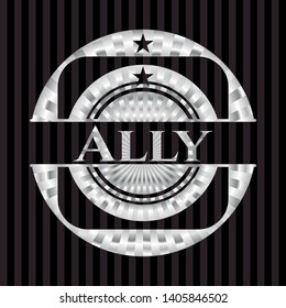 Ally silver shiny emblem]. Vector Illustration. Mosaic.