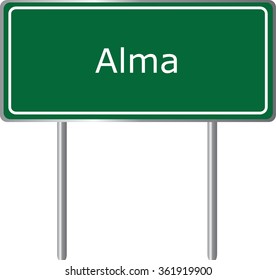 Alma , Colorado , road sign green vector illustration, road table, USA city