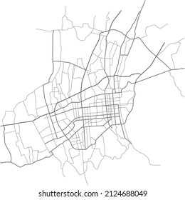 Alma-Ata city map (Kazakhstan) - town streets on the plan. Monochrome line map of the  scheme of road. Urban environment, architectural background. Vector 