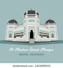 Al-Mashun Grand Mosque Vector one of the Icons of the city of Medan