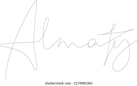 Almaty Handwritten Sign One Line Artwork Stock Vector (Royalty Free ...