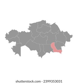 Almaty region map, administrative division of Kazakhstan. Vector illustration.