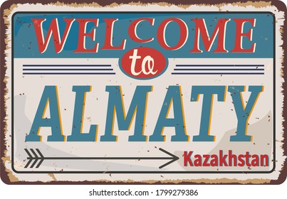 Almaty - sign. Greetings for t-shirt, mug, card, logo, tag, banner, sticker. Vector illustration.