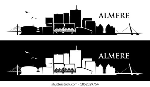 Almere skyline Netherlands cityscape vector illustration