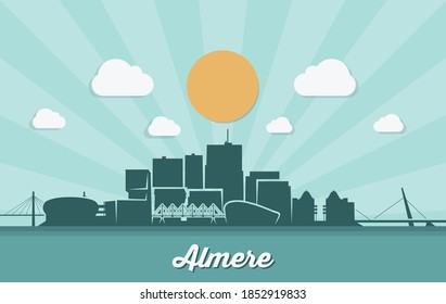 Almere skyline Netherlands cityscape vector illustration