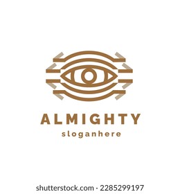 almighty eye logo icon vector illustration with arrows in all directions
