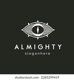 almighty eye logo icon vector illustration with arrows in all directions