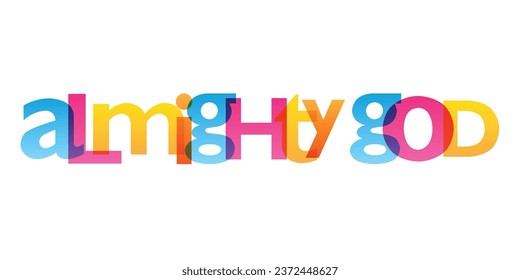 ALMIGHTY DIOS colorido cartel de tipografía vectorial