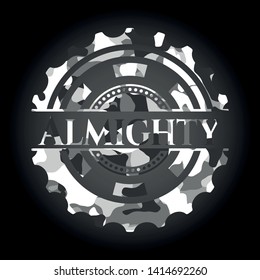 Almighty grey camouflaged emblem. Vector Illustration.