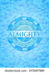 Almighty light blue mosaic emblem. 