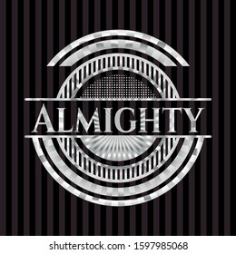 Almighty silvery badge. Vector Illustration. Mosaic.