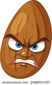 An almond with an angry expression