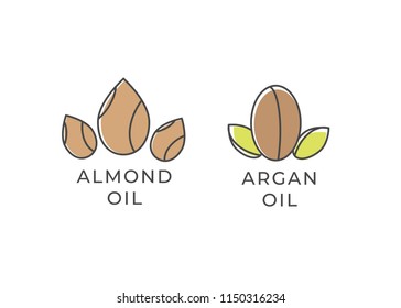 Almond And Argan Oil Icon. Almond Oil Logo. Argan Oil Vector Logo