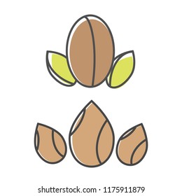 Almond and argan oil icon. Almond oil logo. Argan oil vector logo