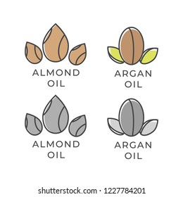 Almond And Argan Oil Icon. Almond Oil Logo. Argan Oil Vector Logo