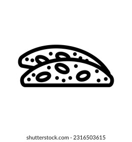 almond biscotti food snack line icon vector. almond biscotti food snack sign. isolated contour symbol black illustration