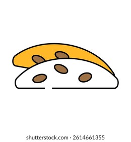 almond biscotti food snack line icon vector. almond biscotti food snack sign. isolated symbol illustration