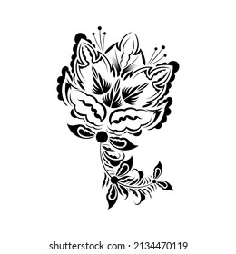 Almond blossom branch isolated on white. Vintage botanical hand drawn illustration. Spring flowers of apple or cherry tree.