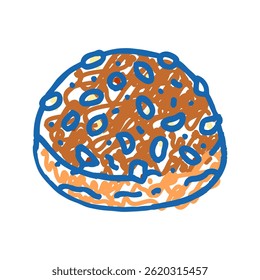 almond bun food meal doodle icon sketch vector. almond bun food meal sign. isolated symbol illustration