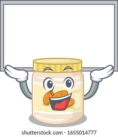 A almond butter mascot picture raised up board