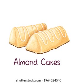 Almond cakes vector illustration. Sweet confectionery.