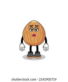 almond cartoon with fatigue gesture , character design