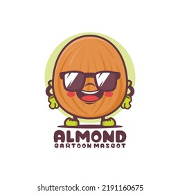 Almond cartoon mascot. plant vector illustration. isolated on a white background