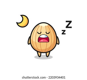 almond character illustration sleeping at night , cute design