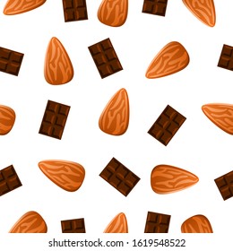 Almond and chocolate background pattern vector illustration. Sun flower seed