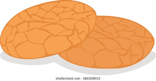 Almond cookie, illustration, vector on white background.