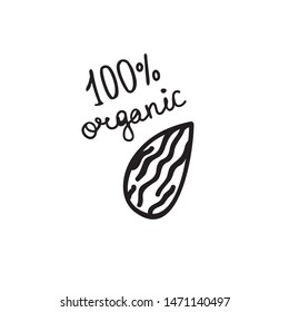 almond doodle icon, vector illustration