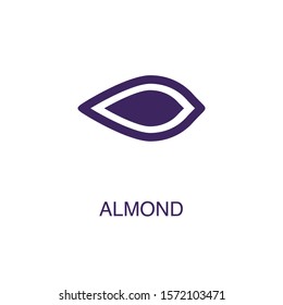 Almond element in flat simple style on white background. Almond icon, with text name concept template