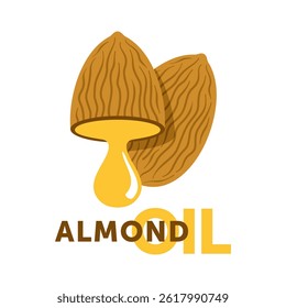 Almond Essential oil emblem - packaging and labeling design element in flat colors