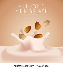 Almond Flavored Milk Label Template : Vector Illustration