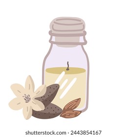 Almond flavour candle flat design set