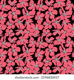 Almond Floral pattern, almond flowers Seamless pattern of enchanting almond blossoms vector cute hand drawn vibrant, bright flowers, Floral Japanese or Chinese black line art