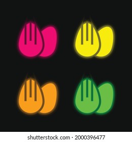 Almond four color glowing neon vector icon