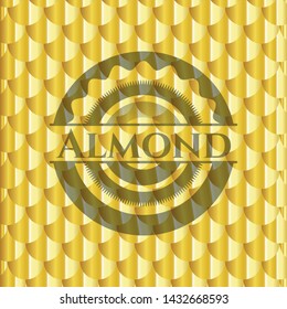 Almond golden emblem. Scales pattern. Vector Illustration. Detailed.