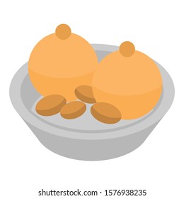 Almond ice cream balls icon. Isometric of almond ice cream balls vector icon for web design isolated on white background