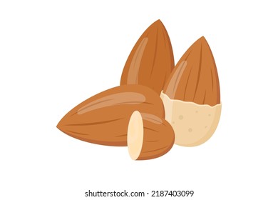 Icono de almendra. Ilustración plana de icono del vector de almendra