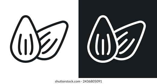 Almond Icon Designed in a Line Style on White background.