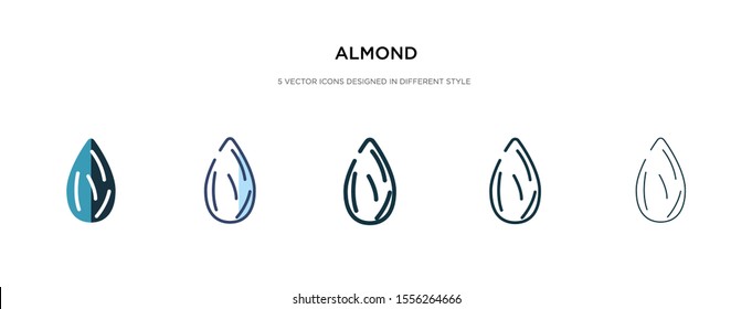 almond icon in different style vector illustration. two colored and black almond vector icons designed in filled, outline, line and stroke style can be used for web, mobile, ui
