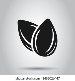 Almond icon in flat style. Bean vector illustration on isolated background. Nut business concept.