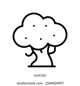 almond icon. Line Art Style Design Isolated On White Background