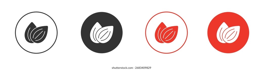 Logos de icono de almendra. Plantilla de diseño de icono de Vector plano