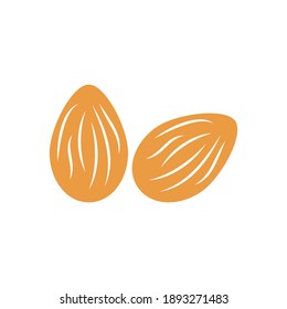 Almond icon. Natural healhty food symbol. Vector illustration isolated on white.