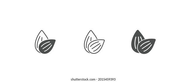 Almond icon. Nut vector illustration isolated on white background.