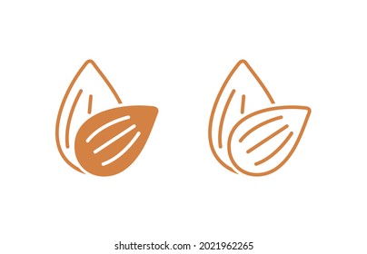 Almond icon. Nut vector illustration isolated on white background.