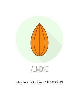 Almond icon nut. Vector illustrationon in flat style.