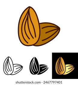 The Almond icon is perfect for representing healthy snacks, baking ingredients, and nutritional content.